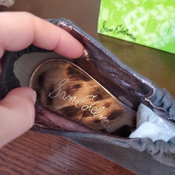 Womens Sam Edelman Grey Pewter Suede Bootie Heels, Simone sz 10 New in Box - Picture 16 of 16